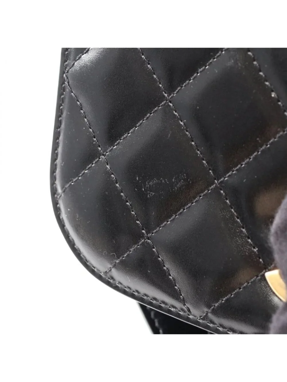Chanel Shoulder Bag Quilted Black Leather Suede Small Chain